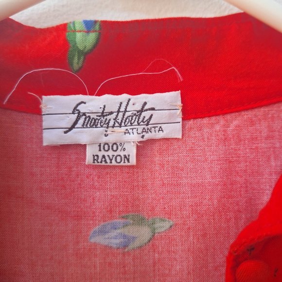 VTG SNOOTY HOOTY Atlanta Red Floral Mixed Print Shirt - Picture 4 of 6